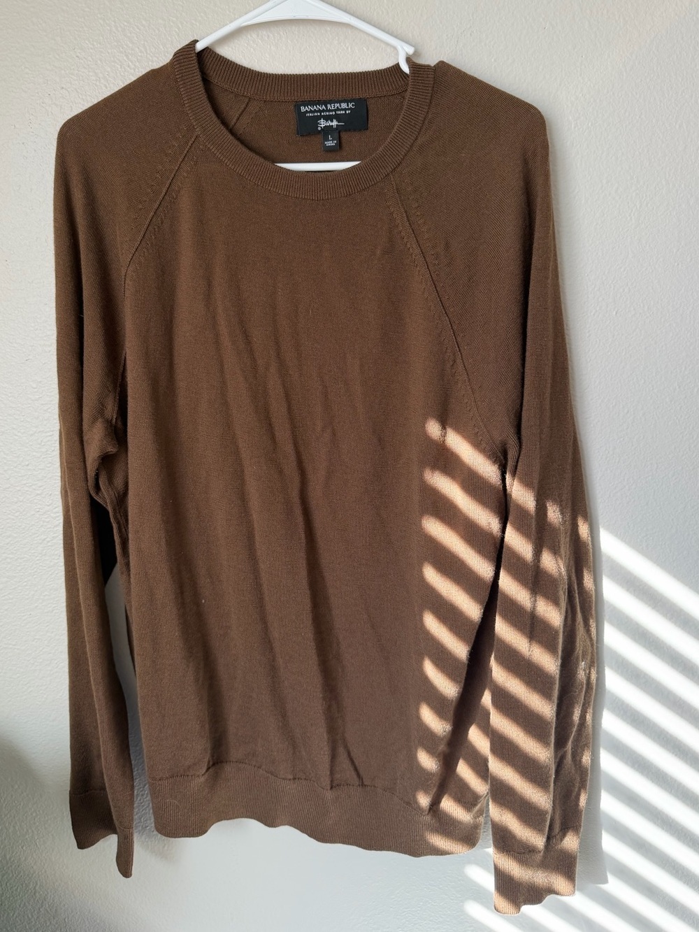 Banana Republic Barrufa merino wool Brown Crewneck Sweater Large - Picture 2 of 6